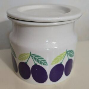 Vintage Mid-Century Scandinavian Arabia Finland Pomona Plum Lidded Jam Jar